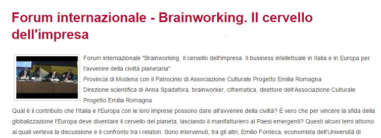 Brainworking, il cervello dell'impresa; video del convegno