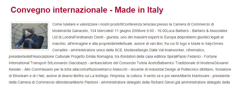 Made in Italy ,video convegno